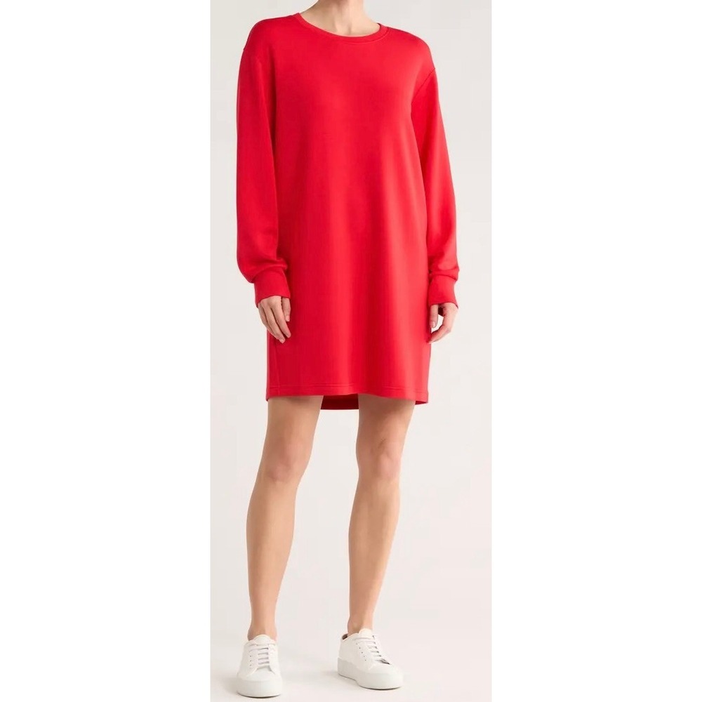 SPANX Long Sleeve Sweater Dress Red M NWT Relaxed Fit Dress